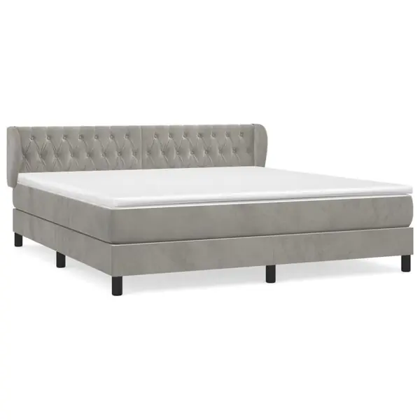 vidaXL Ramsäng med madrass ljusgrå 160x200 cm sammet Begränsat erbjudande
