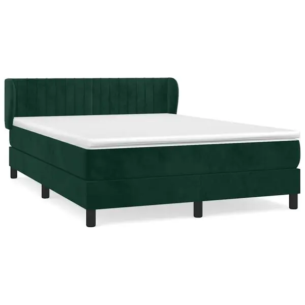 vidaXL Ramsäng med madrass mörkgrön 140x190 cm sammet Erbjudandepris