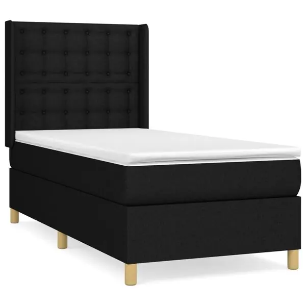 Endast idag vidaXL Ramsäng med madrass svart 90x200 cm tyg