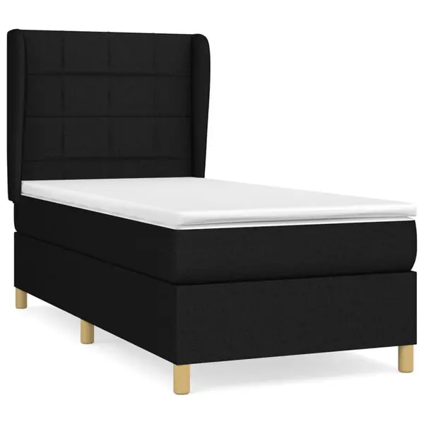 vidaXL Ramsäng med madrass svart 90x200 cm tyg Sista chansen