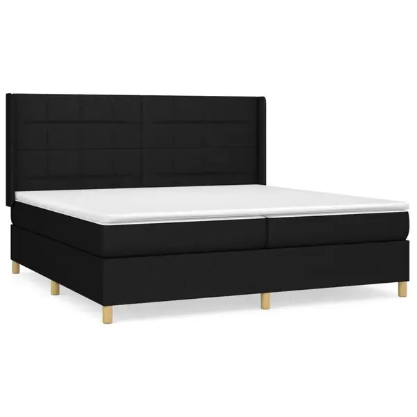 vidaXL Ramsäng med madrass svart 200x200 cm tyg Premium