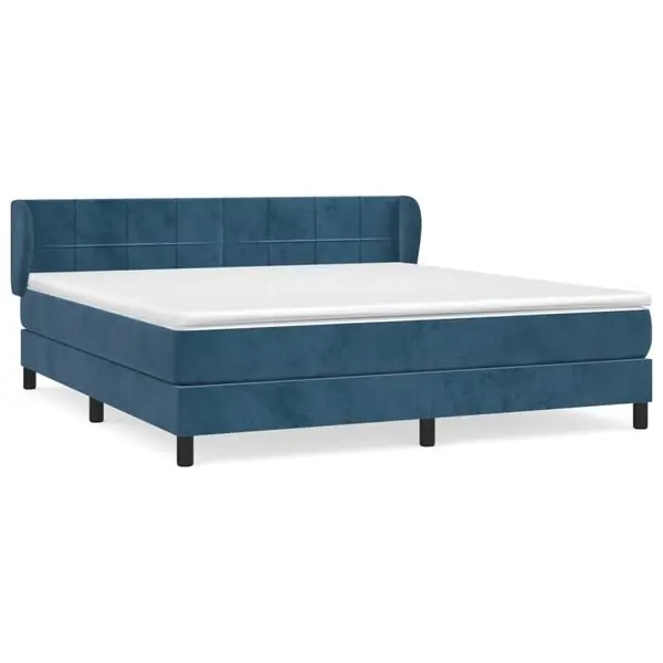 Begränsat erbjudande vidaXL Ramsäng med madrass mörkblå 160x200 cm sammet