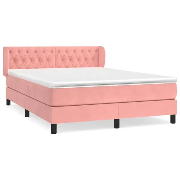 vidaXL Ramsäng med madrass rosa 140x190 cm sammet Begränsat erbjudande