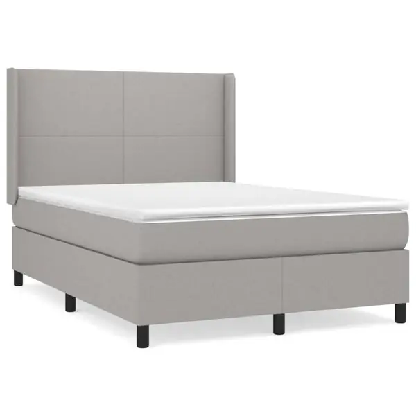 Handla nu vidaXL Ramsäng med madrass ljusgrå 140x200 cm tyg