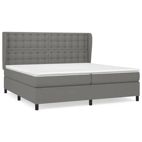 vidaXL Ramsäng med madrass mörkgrå 200x200 cm tyg Outlet