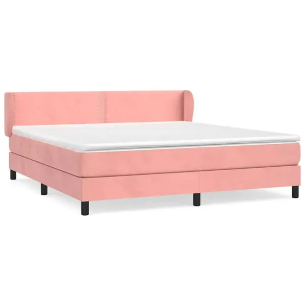 Erbjudande vidaXL Ramsäng med madrass rosa 160x200 cm sammet