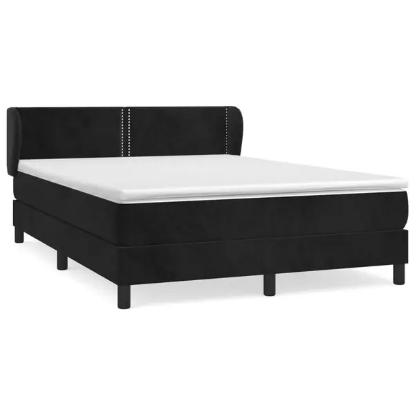 vidaXL Ramsäng med madrass svart 140x190 cm sammet Kampanj
