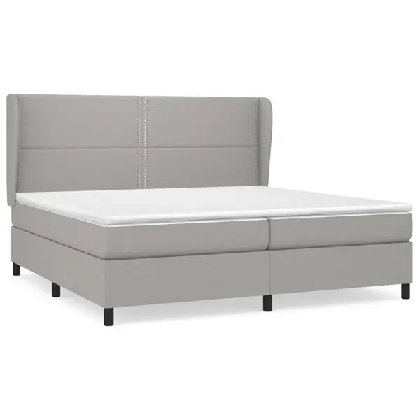 vidaXL Ramsäng med madrass ljusgrå 200x200 cm tyg Bästa pris