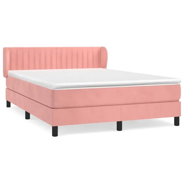 vidaXL Ramsäng med madrass rosa 140x190 cm sammet Fynd