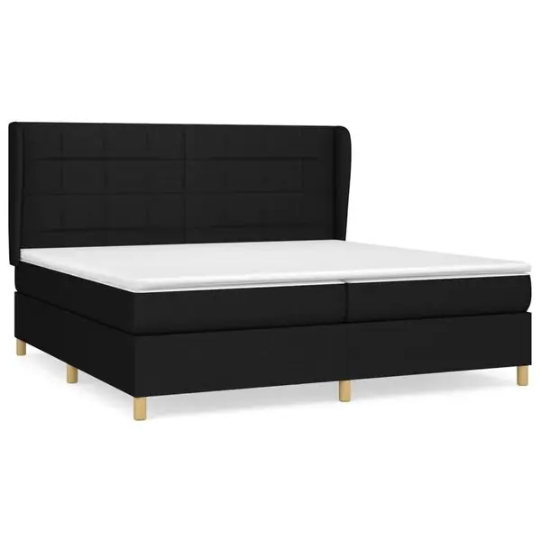 vidaXL Ramsäng med madrass svart 200x200 cm tyg Endast denna vecka