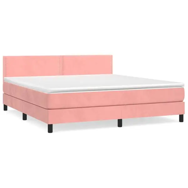 Kampanjpris vidaXL Ramsäng med madrass rosa 160x200 cm sammet