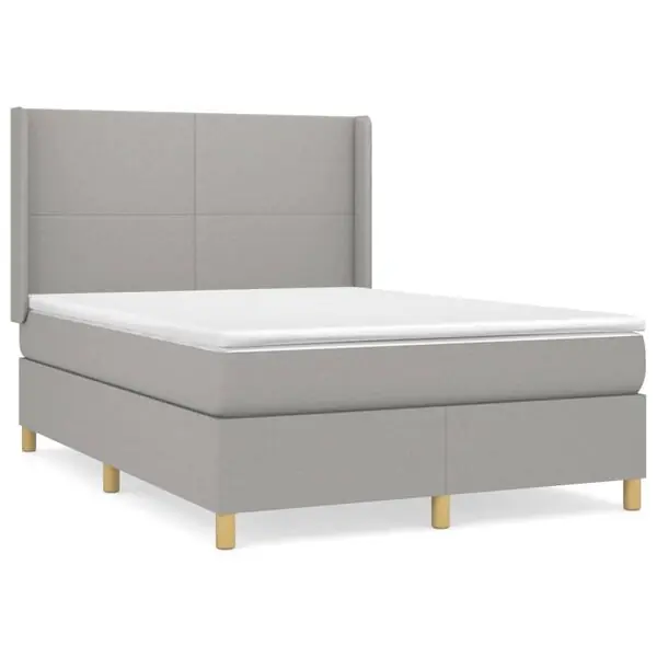 vidaXL Ramsäng med madrass ljusgrå 140x200 cm tyg Fynd