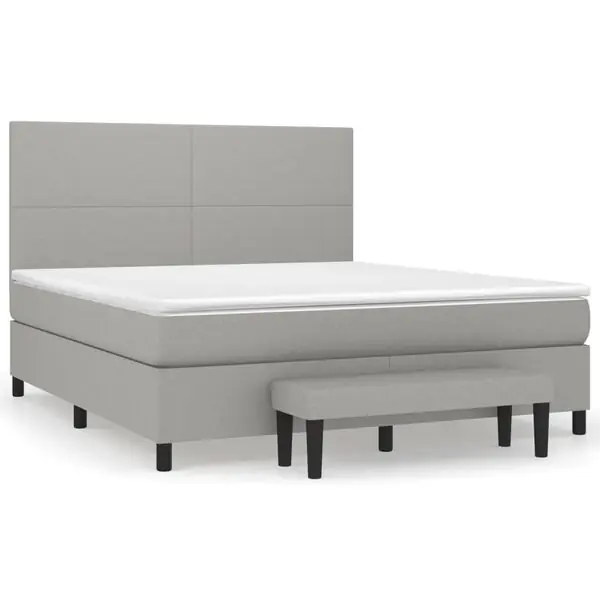 vidaXL Ramsäng med madrass ljusgrå 180x200 cm tyg Fynd