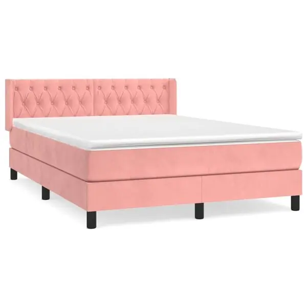 Lägg i varukorgen vidaXL Ramsäng med madrass rosa 140x200 cm sammet