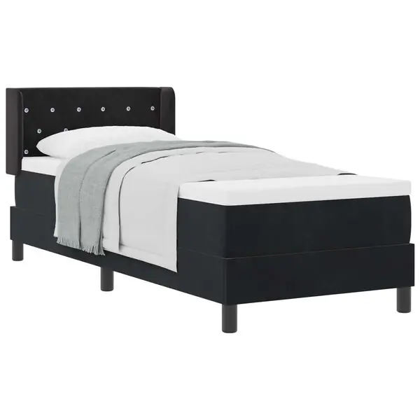 risnedsättning vidaXL Bäddfjäder med huvudgavel Svart 200 x 80 cm Sammet