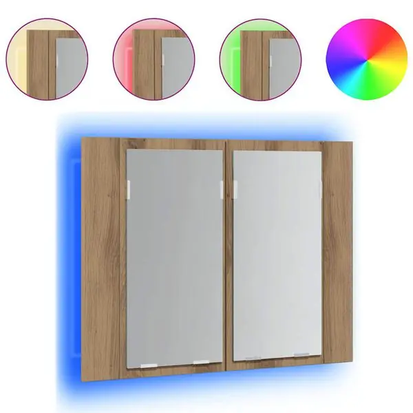 Rabatter vidaXL Spegelskåp med LED artisan ek 60x12x45 cm konstruerat trä