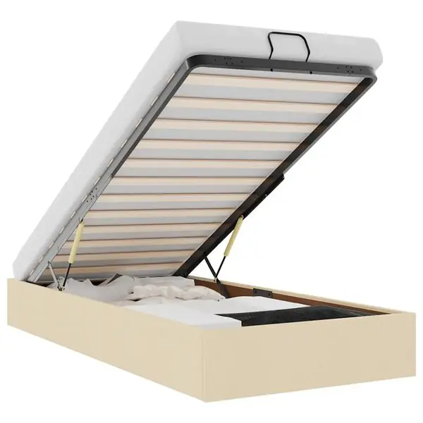 Fynd vidaXL Ottoman sängram utan madrass gräddvit 80x200 cm tyg