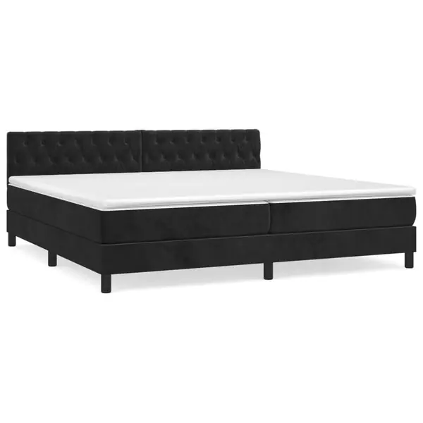 vidaXL Ramsäng med madrass svart 200x200 cm sammet Lågt pris
