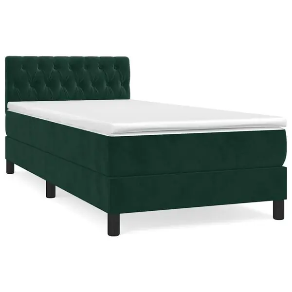 Endast denna vecka vidaXL Ramsäng med madrass mörkgrön 100x200 cm sammet
