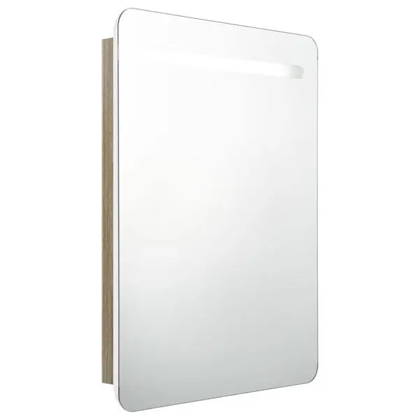 Begränsat antal vidaXL Badrumsspegel med skåp LED vit och ek 60x11x80 cm