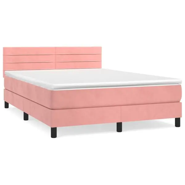 Trygg betalning vidaXL Ramsäng med madrass rosa 140x200 cm sammet