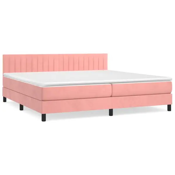 vidaXL Ramsäng med madrass rosa 200x200 cm sammet Outlet