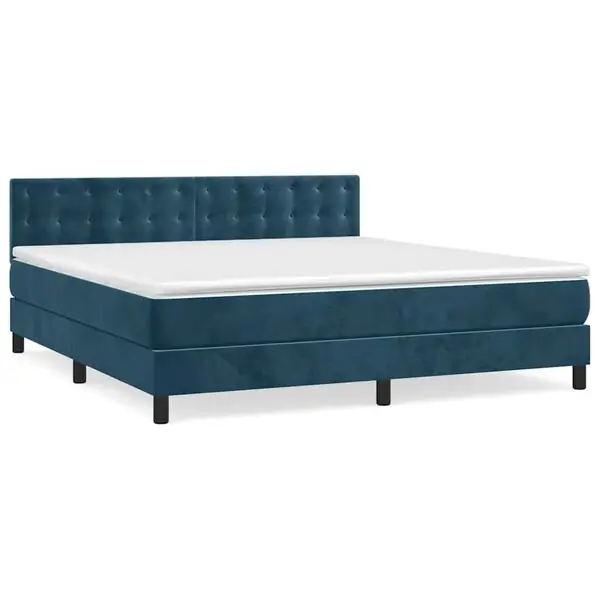 vidaXL Ramsäng med madrass mörkblå 160x200 cm sammet Erbjudande