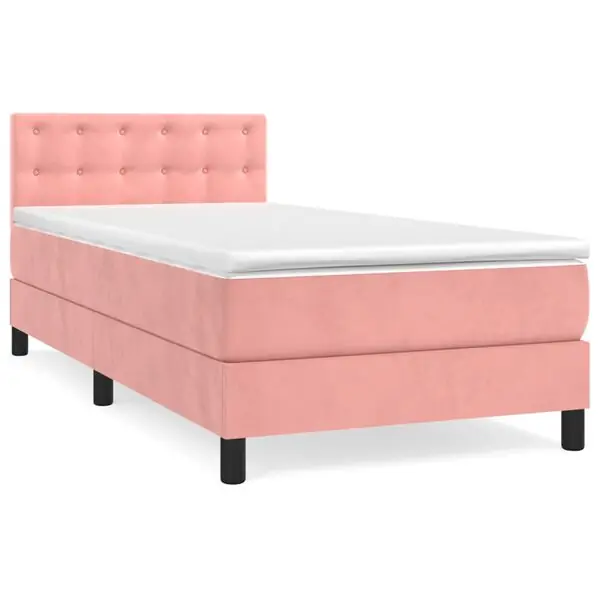 vidaXL Ramsäng med madrass rosa 80x200 cm sammet Nyhet