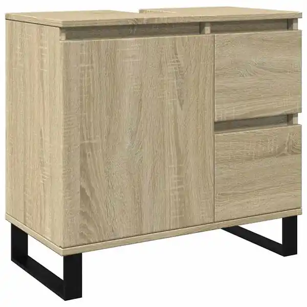 vidaXL Badrumsskåp sonoma-ek 65x33x60 cm konstruerat trä Rabatt