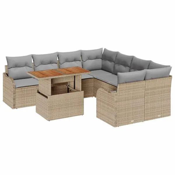 vidaXL Trädgårdsoffset med kudde 7 pcs beige och ljusgrå Nedsatt pris