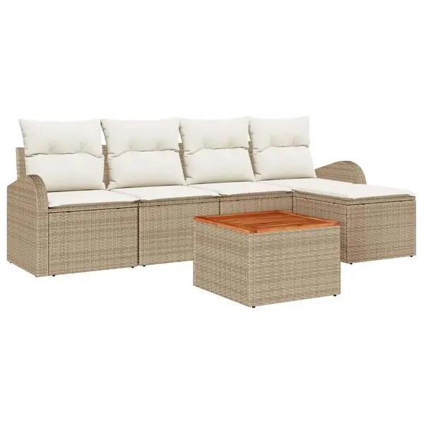 Fynd vidaXL Trädgårdsoffset 6 pcs Beige och gräddfärgad konstrotting