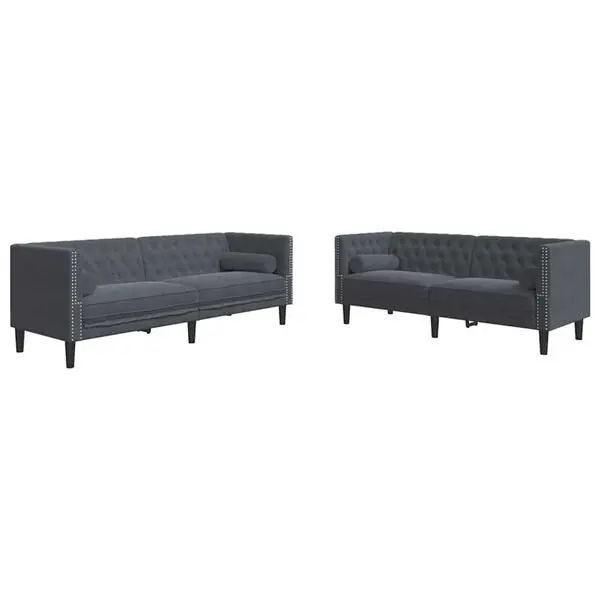 vidaXL Vardagsrumsoffa 2 pcs Mörkgrå 194 x 74,5 x 70,5 cm Sammet Köp nu