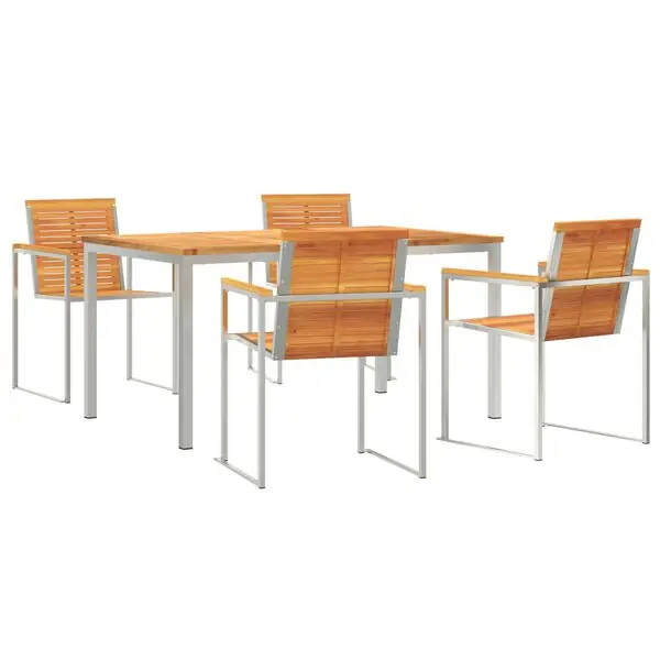 vidaXL Trädgårdsmöbelset 5 pcs Brun Massivt Akaciaträ Kundfavorit