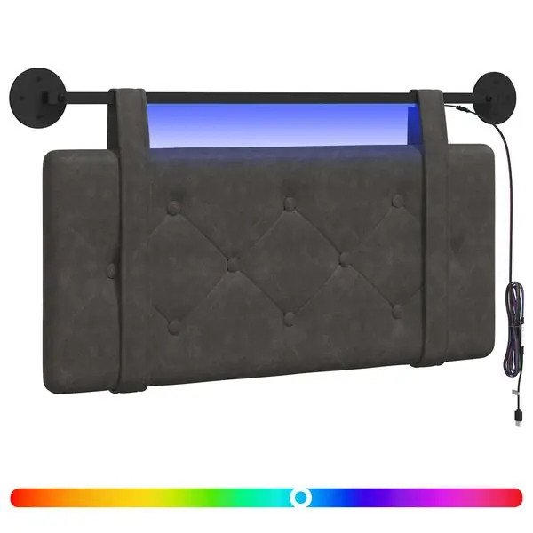 Snabb frakt vidaXL Hängande sänggavel Med LED-lampa Svart Antik PU