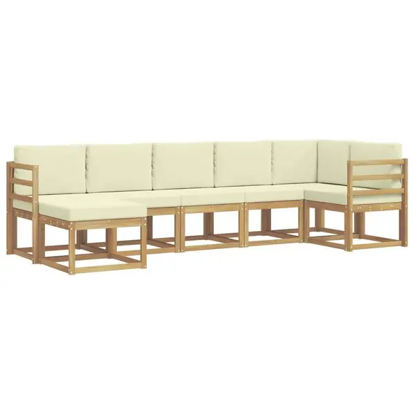 vidaXL Utomhussoffset med kudde 7 pcs Vit och grädde Polyester Utförsäljning