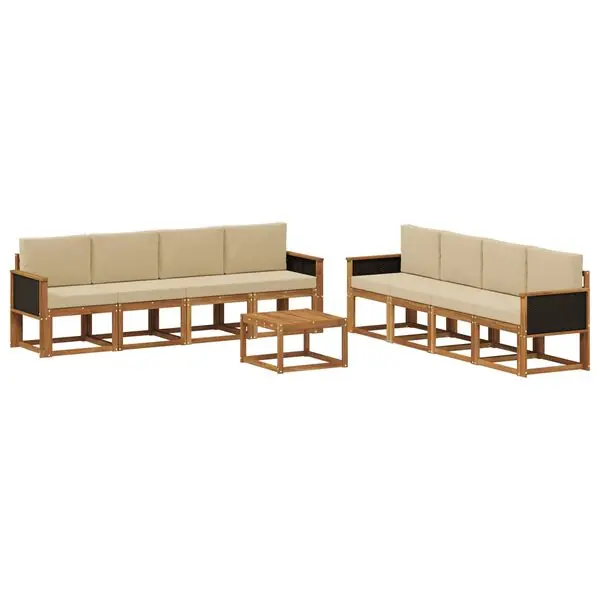 Kampanjpris vidaXL Utomhussoffset 7 pcs Naturlig Massivt akaciaträ och polyester