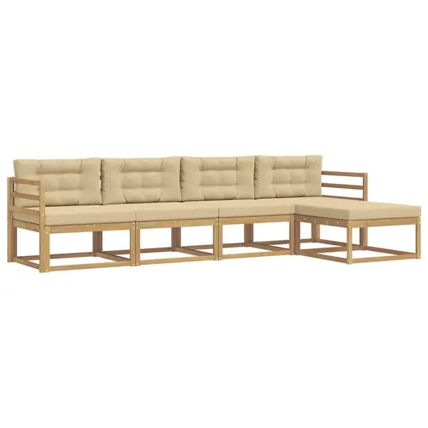 vidaXL Utomhussoffset med kudde 4 pcs Vit och Beige Polyester Snabb leverans