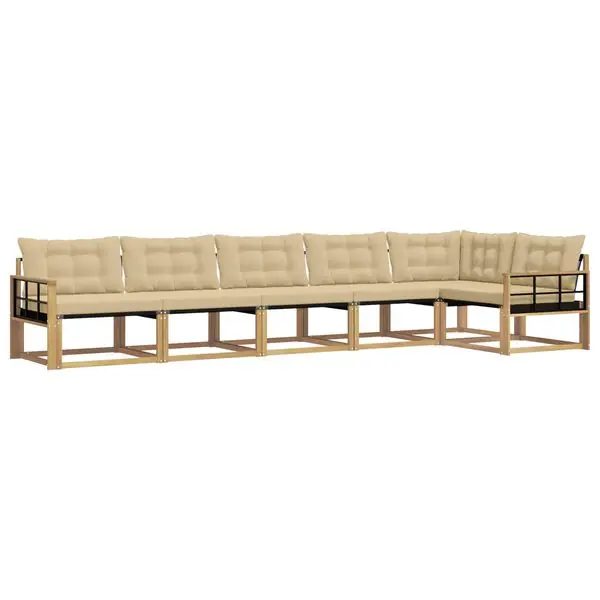 Erbjudande vidaXL Utomhussoffset med kudde 6 pcs Vit och Beige
