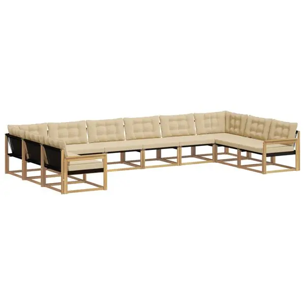 Kundfavorit vidaXL Utomhussoffset med kudde 10 pcs Vit och Beige