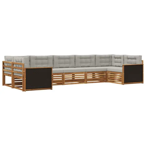 Kundfavorit vidaXL Utomhussoffset med kudde 7 pcs Naturlig och ljusgrå