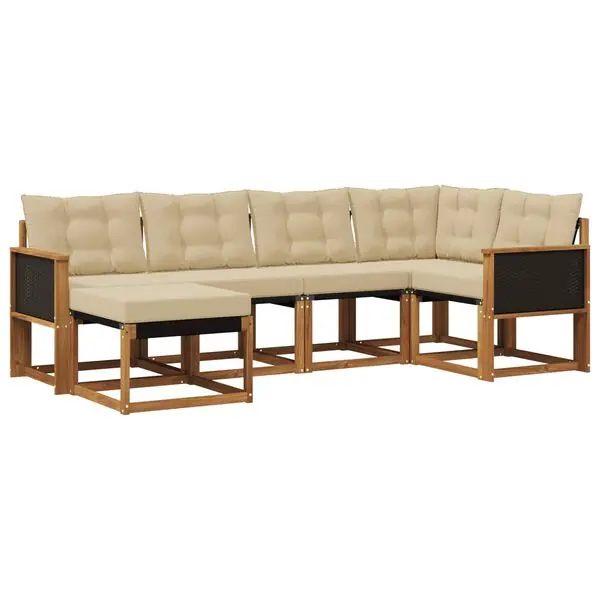 Sista chansen vidaXL Utomhussoffset med kudde 6 pcs Naturlig och Beige