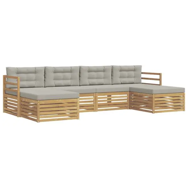 Rabatt vidaXL Utomhussoffset 6 pcs Vit och ljusgrå 325 x 162,5 x 73 cm