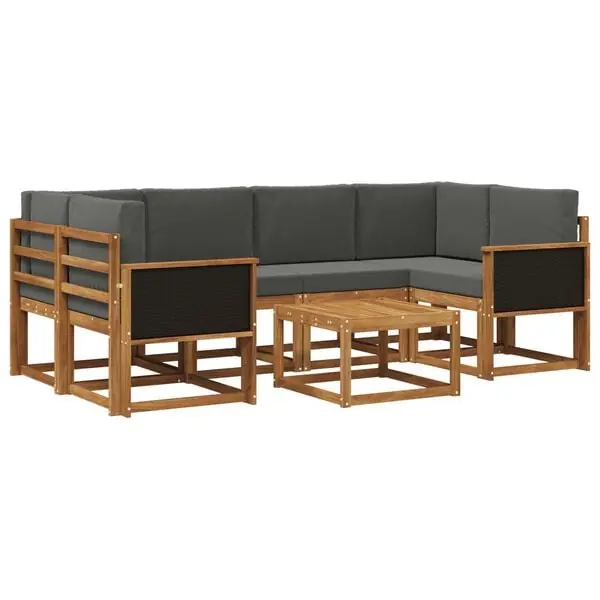 vidaXL Utomhussoffset med kudde 5 pcs Naturlig och Antracit Begränsat antal