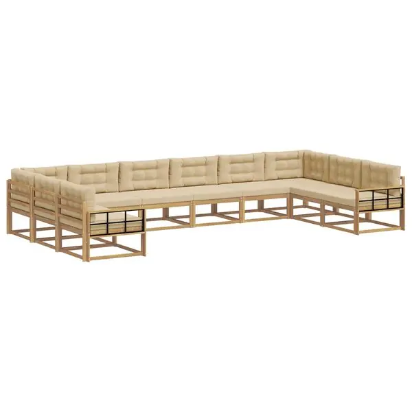 Snabb leverans vidaXL Utomhussoffset med kudde 10 pcs Vit och Beige