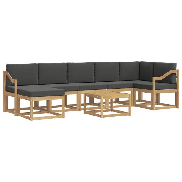 vidaXL Utomhussoffset med kudde 8 pcs Vit och antracit Polyester Premium
