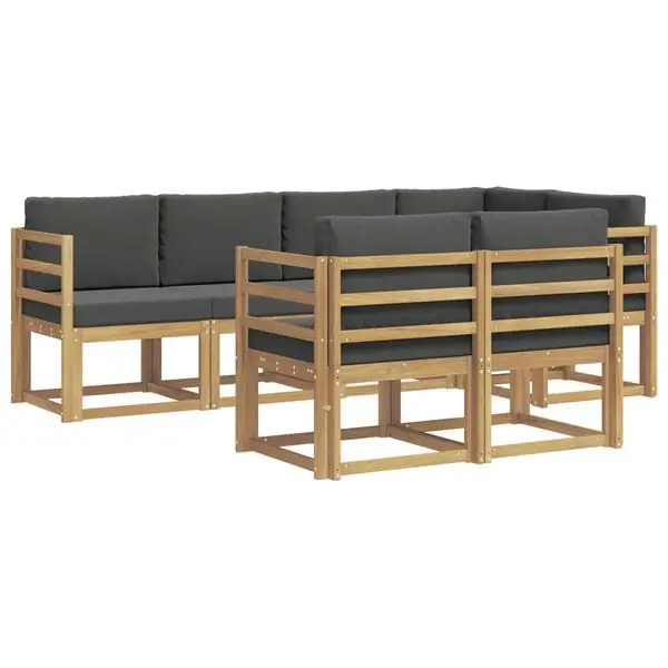 vidaXL Utomhussoffset med kudde 7 pcs Vit och antracit Polyester Fri frakt