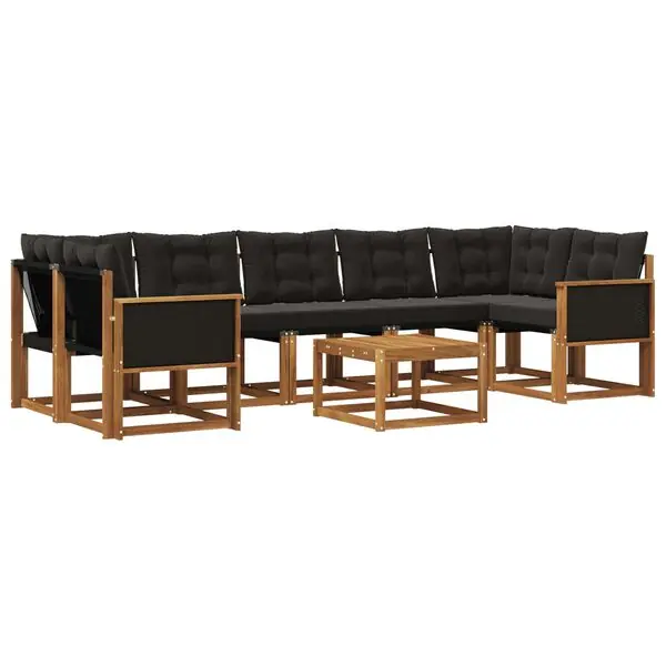 Handla nu vidaXL Utomhussoffset med kudde 8 pcs Naturlig och svart