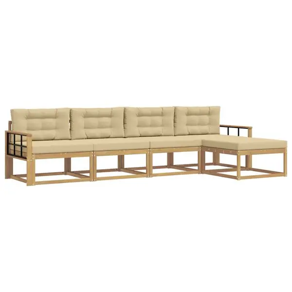 vidaXL Utomhussoffset med kudde 4 pcs Vit och Beige Polyester Säker betalning