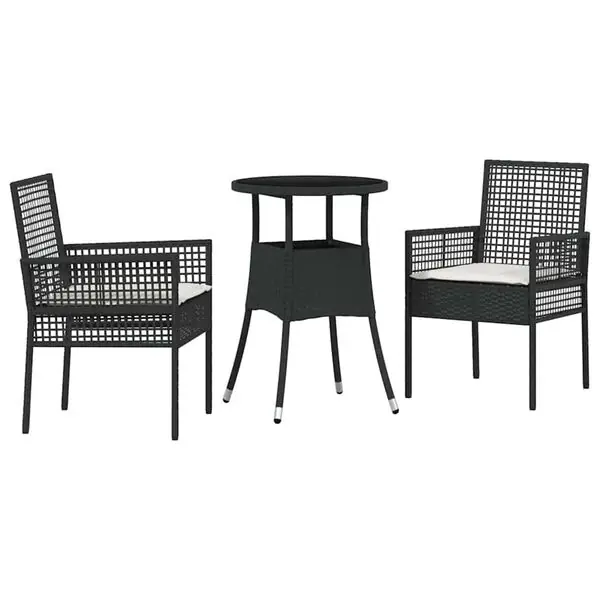 vidaXL Trädgårdsmöbelset 3 pcs Svart konstrotting Utförsäljning
