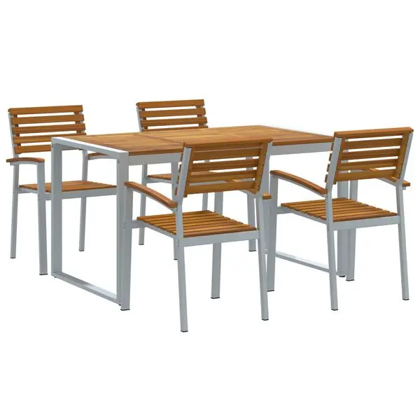 Säker betalning vidaXL Trädgårdsmöbelset 5 pcs Grå Massivt Akaciaträ